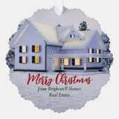 Custom Winter Real Anwesen Company Snowy Zuhause Ornament Karte (Vorderseite)