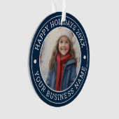 Custom Winter Themed Corporate Holiday Gruß Ornament (Vorderseite)