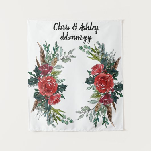 Custom Winter Wedding Empfang Weihnachtsprop Wandteppich (Vorderseite)