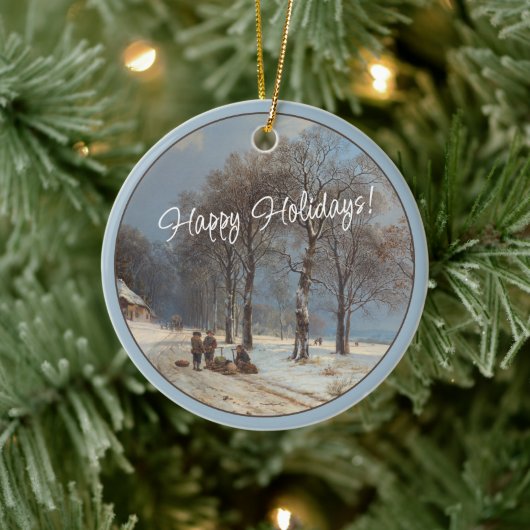 Custom Winter Wonderland Landscape Art Painting Keramik Ornament (Baum)