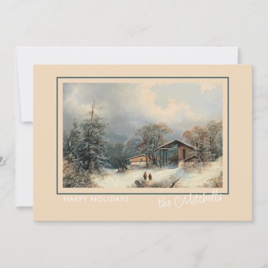 Custom Winter Wonderland Landschaft Malerei Feiertagskarte (Vorderseite)