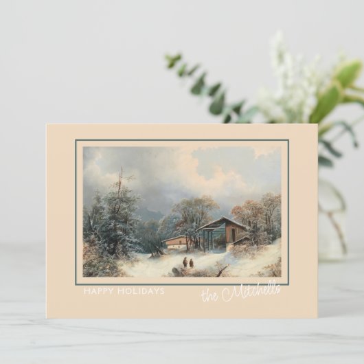 Custom Winter Wonderland Landschaft Malerei Feiertagskarte (Stehend Vorderseite)