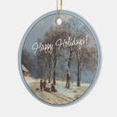 Custom Winter Wonderland Landschaft Malerei Keramik Ornament (Links)