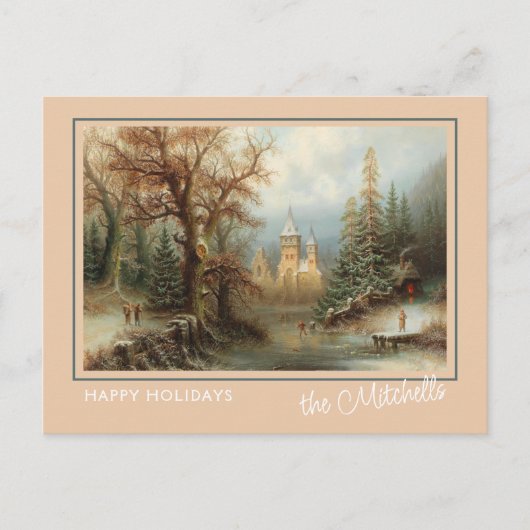 Custom Winter Wonderland Landschaft Malerei Postkarte (Vorderseite)