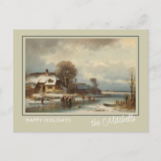 Custom Winter Wonderland Landschaft Malerei Postkarte (Vorderseite)