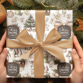 Custom Winter Wonderland mit Vogel und Ornamenten Geschenkpapier