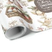 Custom Winter Wonderland mit Vogel und Ornamenten Geschenkpapier (Rolleneckpunkt)