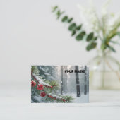 Custom Winter Wonderland | Pine & Berries Design Visitenkarte (Stehend Vorderseite)