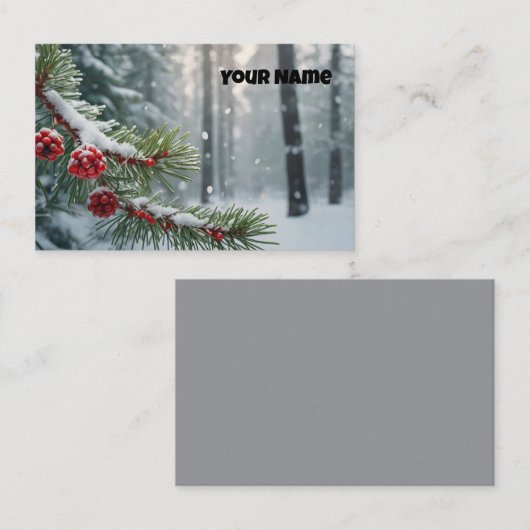 Custom Winter Wonderland | Pine & Berries Design Visitenkarte (Vorne/Hinten)