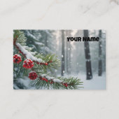Custom Winter Wonderland | Pine & Berries Design Visitenkarte (Vorderseite)