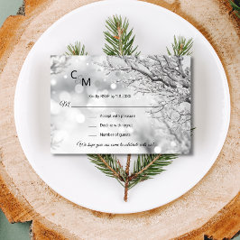 Custom Winter Wonderland Snow Scene UAWG Wedding RSVP Karte