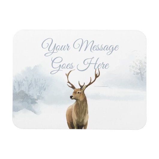 Custom Winter Woodland Stag Weihnachtsfeiertage Magnet (Horizontal)