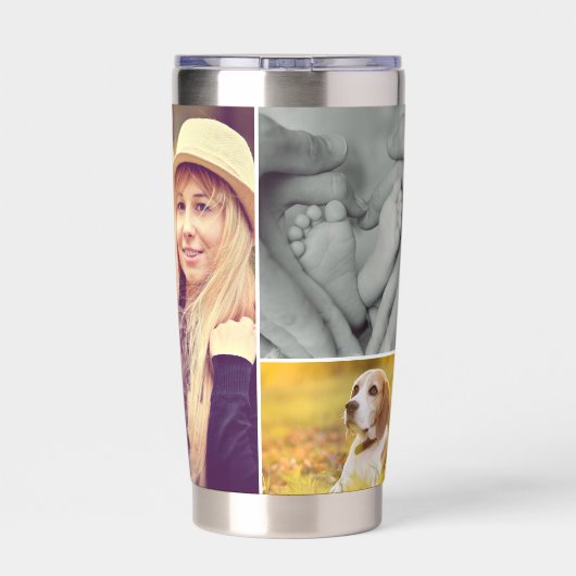 Custom Wir Liebe Sie Mommy 5 FotoCollage Thermobecher (Rückseite)