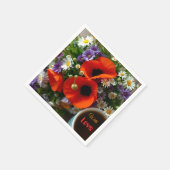 Custom "With Love"  Cup of Coffee & Red Poppies  Serviette (Ecke)