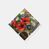 Custom "With Love"  Cup of Coffee & Red Poppies  Serviette (Ecke)