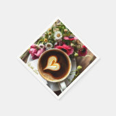 Custom "With Love" Cup of Coffee & Red Poppies Serviette (Ecke)