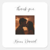 Custom with photo and date design quadratischer aufkleber (Vorderseite)