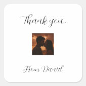 Custom with photo and date design quadratischer aufkleber (Vorderseite)