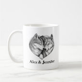 Custom Wolf Couple Names Personalized Kaffeetasse (Links)