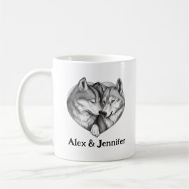 Custom Wolf Couple Names Personalized Kaffeetasse