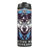 Custom Wolf Geschenke für Polizeibeamte Vater Husb Thermosbecher (Vorderseite)