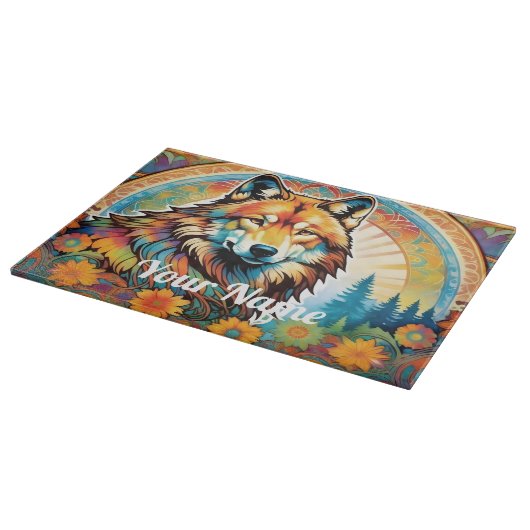 Custom Wolf Glass Cutting Board Schneidebrett (Ecke)