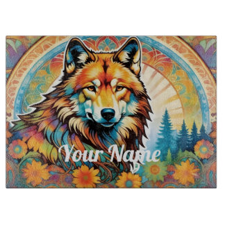 Custom Wolf Glass Cutting Board Schneidebrett