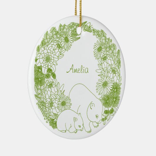 Custom Wombat Christmas Green Keramik Ornament (Rechts)