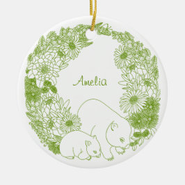Custom Wombat Christmas Green Keramik Ornament
