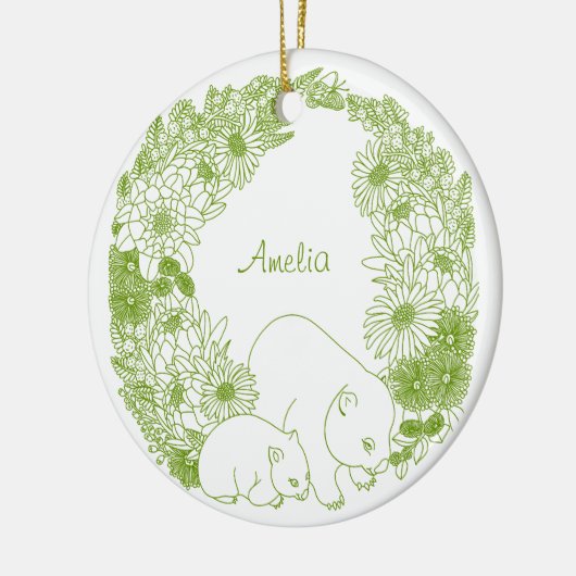 Custom Wombat Christmas Green Keramik Ornament (Links)