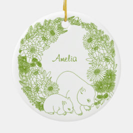 Custom Wombat Christmas Green Keramik Ornament