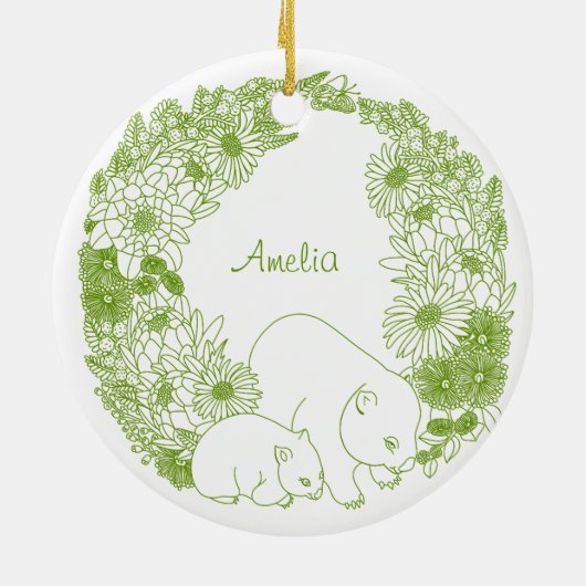 Custom Wombat Christmas Green Keramik Ornament (Hinten)