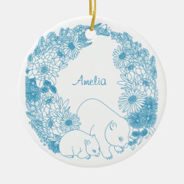 Custom Wombat Christmas Light Blue Keramik Ornament