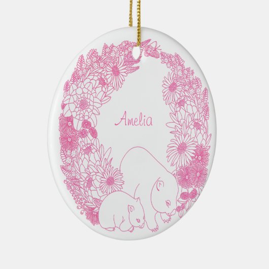 Custom Wombat Christmas Pink Keramik Ornament (Rechts)