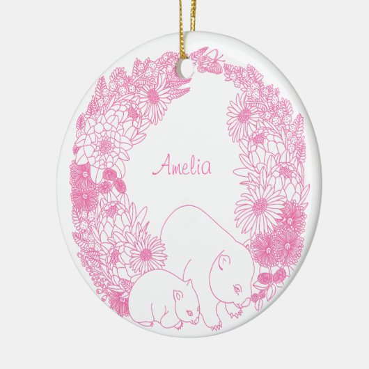 Custom Wombat Christmas Pink Keramik Ornament (Links)