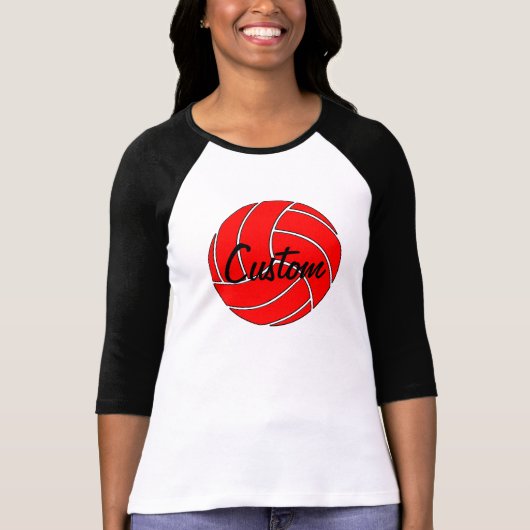 Custom Women's 3/4 Sleeve Red Volleyball T - Shirt (Vorderseite)