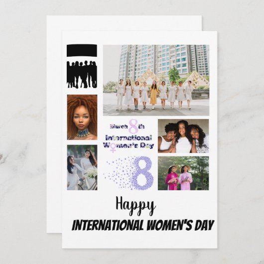 Custom Women's Day 8 Foto Collage Einladung (Vorne/Hinten)