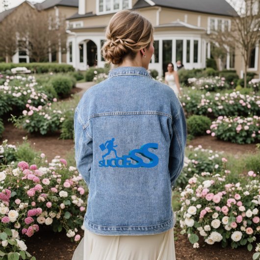 Custom Women's Denim Jacket (Jean Jacket), Denim Jeansjacke (Hochzeit Rückseite)