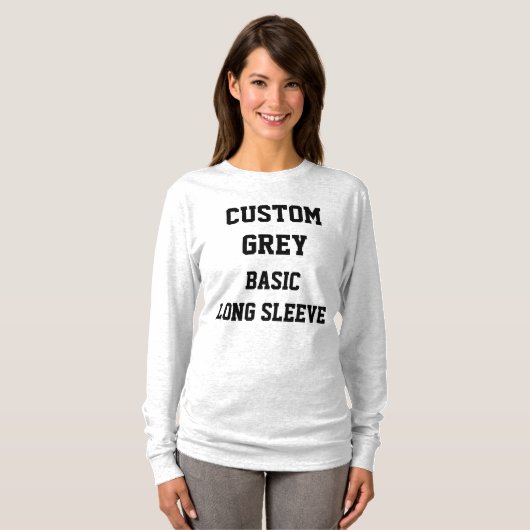 Custom Women's GRAY BASIC LONG SLEEVE T - SHIRT (Vorne ganz)