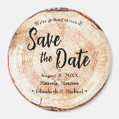 Custom Wood Bark Disk Rustic Wedding Magnet (Vorne)