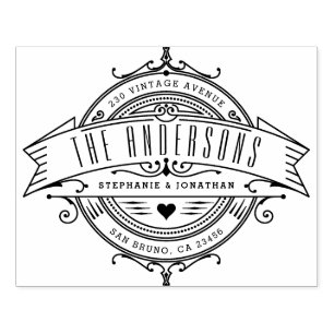 Custom Wood Briefmarke Vintage Wedding Rücksende Gummistempel