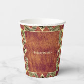 Custom Wood Brown Rustic & Manly Happy Birthday Pappbecher (Rückseite)