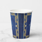 Custom Wood Modern Navy Blue Masculine Geburtstag Pappbecher (Rechts)