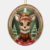 Custom Wooden Framed Deer Holiday Decoration 🦌🎄 Keramik Ornament (Links)