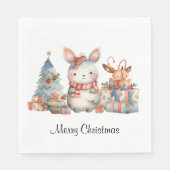 Custom Woodland Bunny Rabbit Weihnachtsfarbe Serviette (Vorderseite)