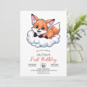 Custom Woodland Digital Fox 1. Geburtstag Einladung (Stehend Vorderseite)
