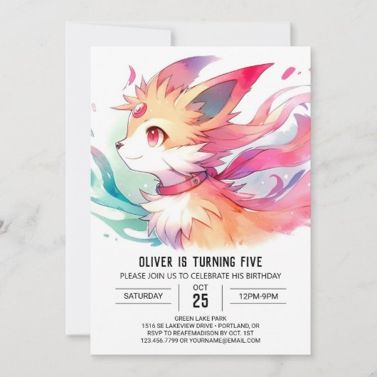 Custom Woodland Fox Geburtstag Einladung (Vorderseite)