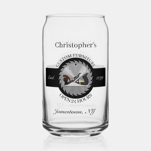 Custom Woodwork Saw Blade Plane Drinkware Beer Dosenglas (Rückseite)