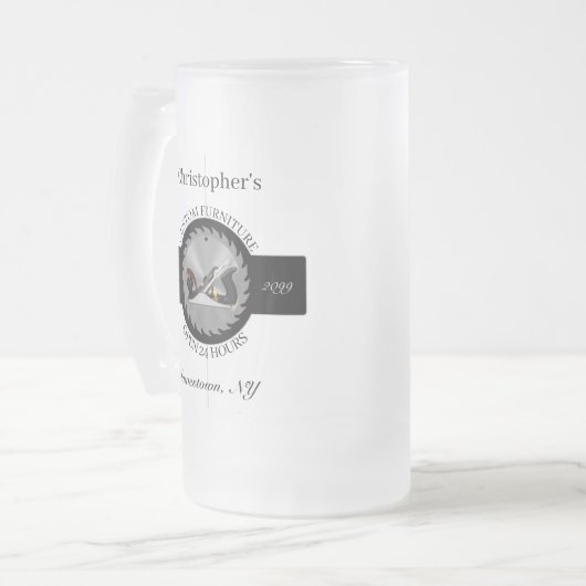 Custom Woodwork Saw Blade Plane Drinkware Mattglas Bierglas (Vorderseite Links)