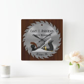 Custom Woodwork Saw Blade Planer Clock Quadratische Wanduhr (Zuhause)